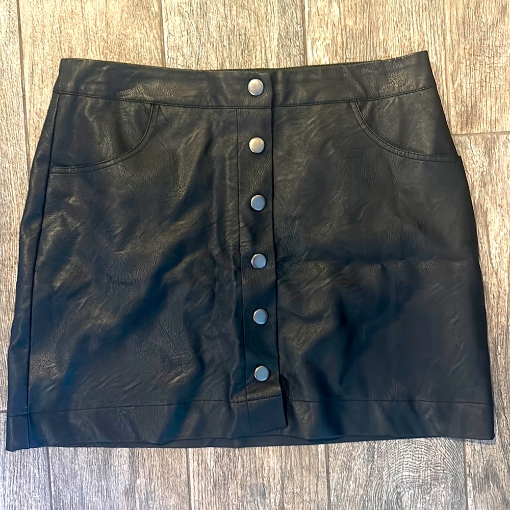 Cotton on button up leather skirt size 8